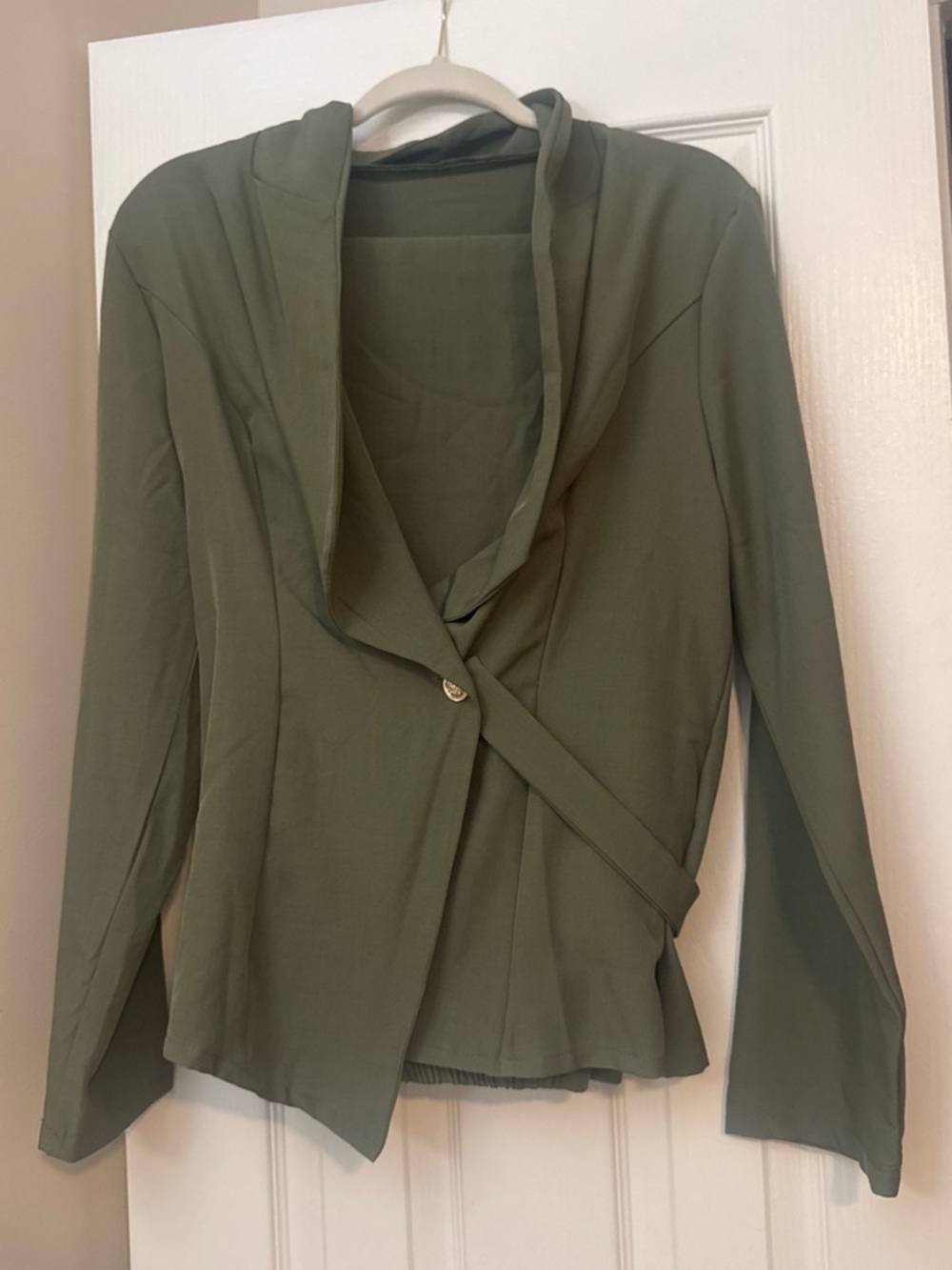 Olive Green Hooded Women's Blazer -